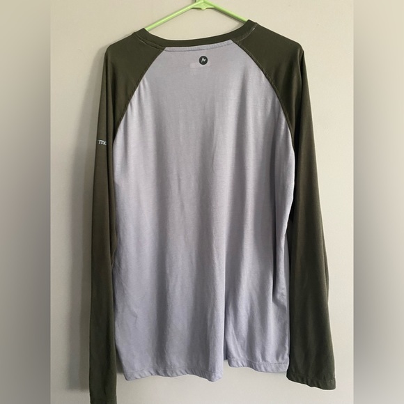Marmot T Shirt Long Sleeve olive green gray Men's Size Large - Picture 5 of 5